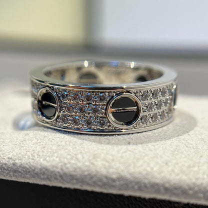 [Angela Jewelry]LOVE RING 5.5MM DIAMONDS PAVED CERAMIC