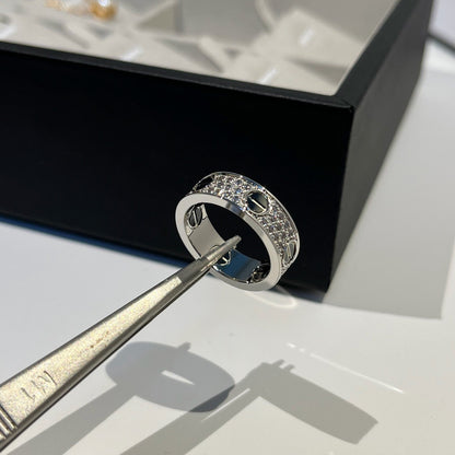 [Angela Jewelry]LOVE RING 5.5MM DIAMONDS PAVED CERAMIC