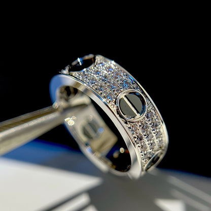 [Angela Jewelry]LOVE RING 5.5MM DIAMONDS PAVED CERAMIC