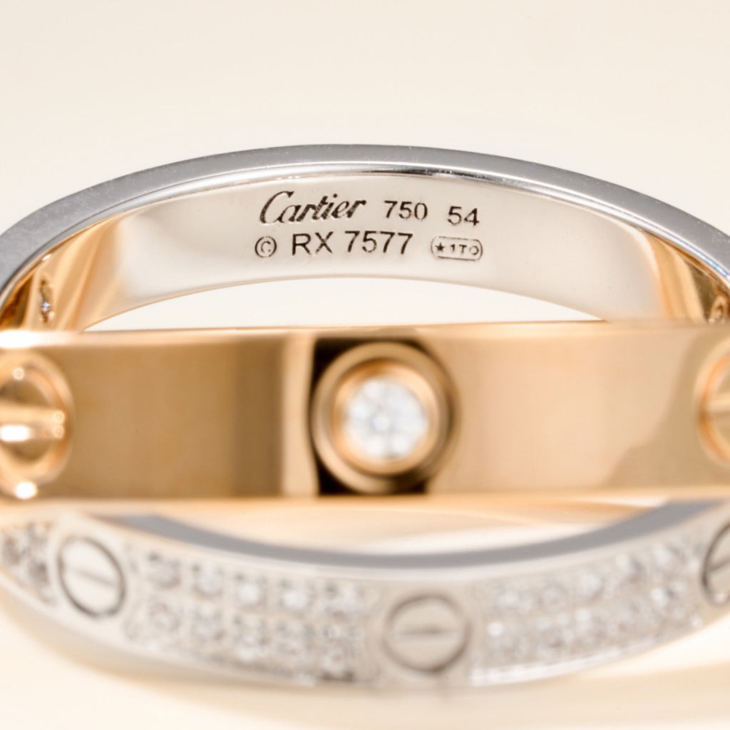 [Angela Jewelry]LOVE PINK GOLD SILVER DIAMOND DOUBLE RING