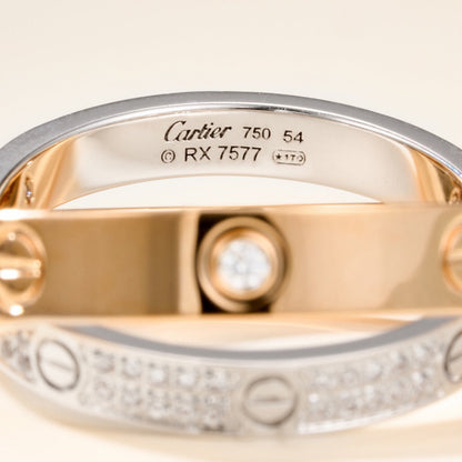 [Angela Jewelry]LOVE PINK GOLD SILVER DIAMOND DOUBLE RING