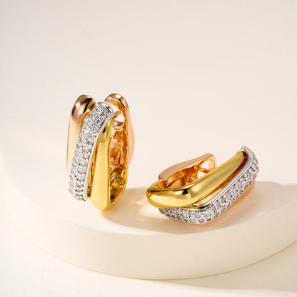 [Angela Jewelry]TRINITY HALF DIAMOND  CUSHION EARRINGS