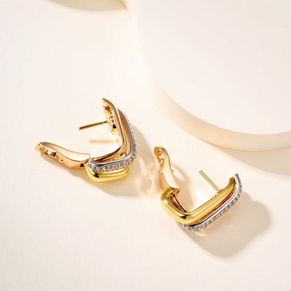 [Angela Jewelry]TRINITY HALF DIAMOND  CUSHION EARRINGS