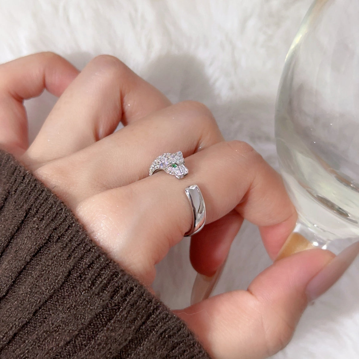 [Angela Jewelry]PANTHERE HALF DIAMOND SMALL RING