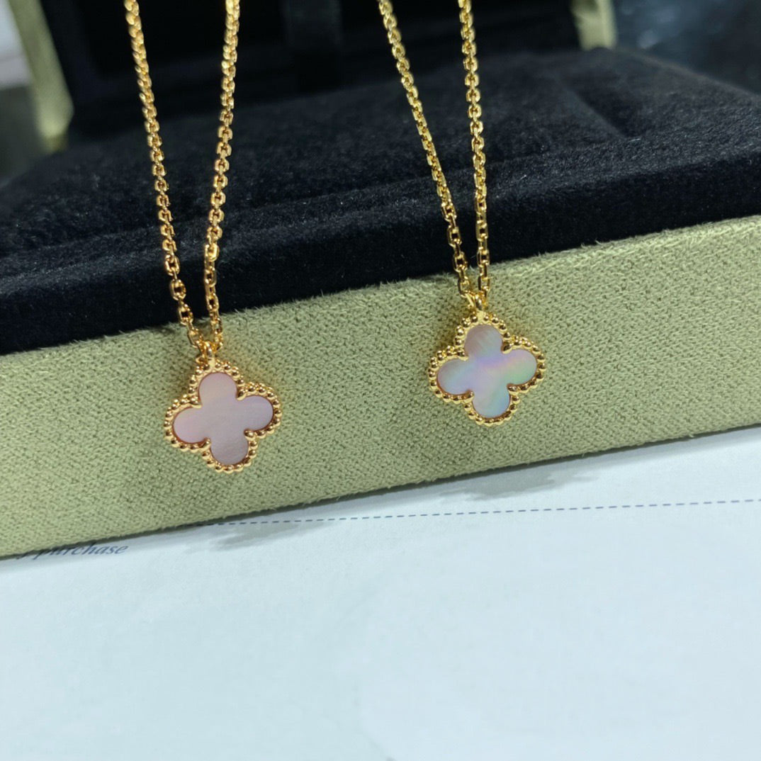 [Angela Jewellery]CLOVER 15MM PINK MOTHER-OF-PEARL SINGLE FLOWER NECKLACE