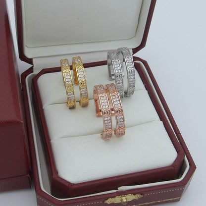 [Angela Jewelry]LOVE EARRINGS 3.6MM DIAMOND PAVED