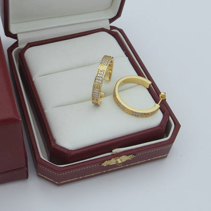 [Angela Jewelry]LOVE EARRINGS 3.6MM DIAMOND PAVED