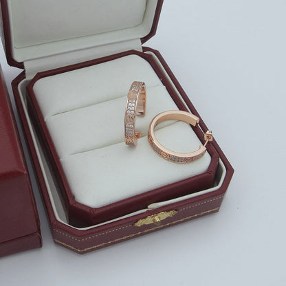 [Angela Jewelry]LOVE EARRINGS 3.6MM DIAMOND PAVED