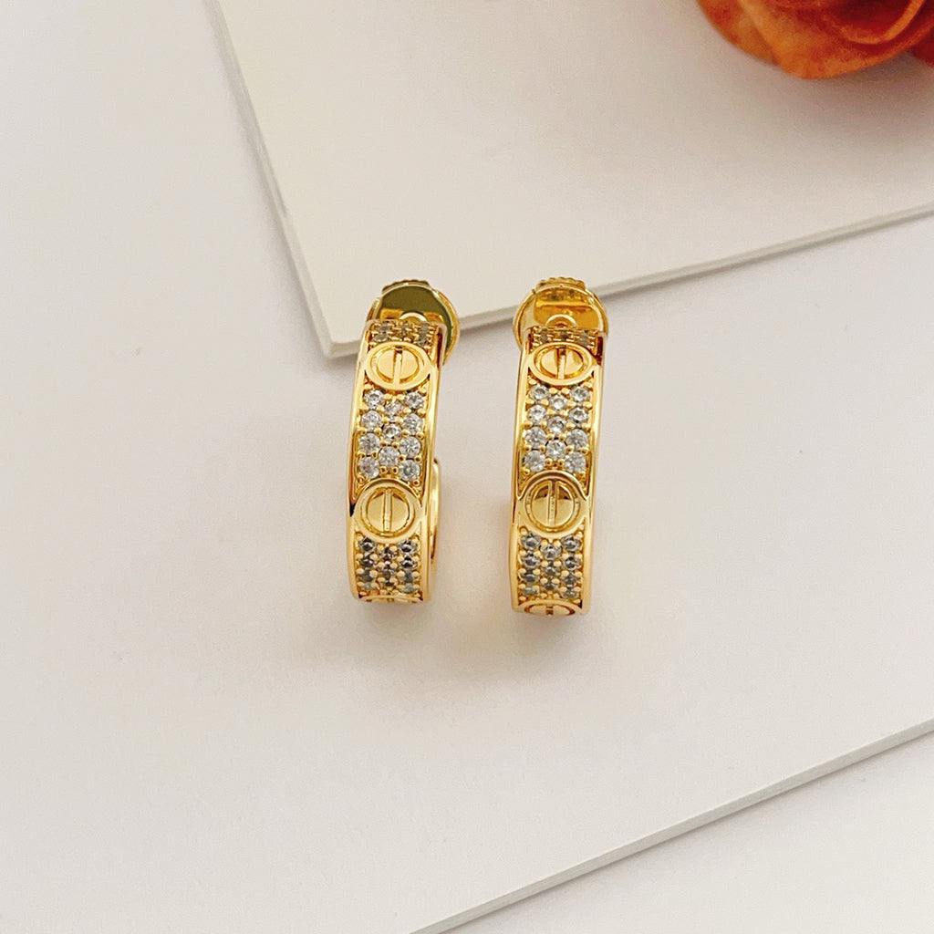 [Angela Jewelry]LOVE 5.5MM DIAMOND PAVED EARRINGS