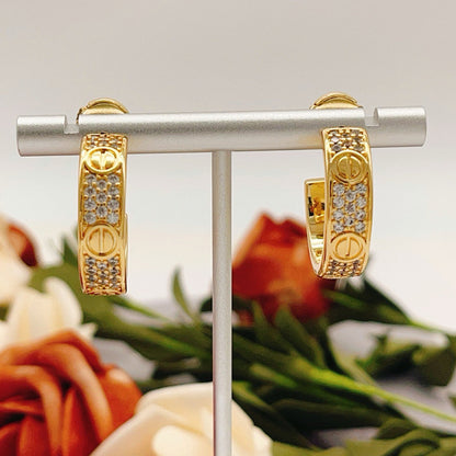 [Angela Jewelry]LOVE 5.5MM DIAMOND PAVED EARRINGS