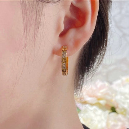 [Angela Jewelry]LOVE EARRINGS 3.6MM DIAMOND PAVED