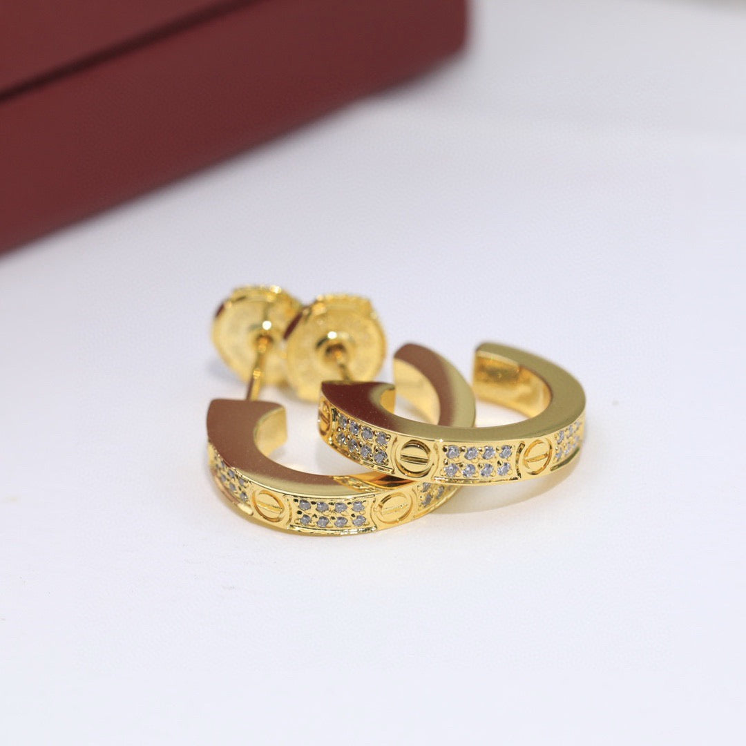 [Angela Jewelry]LOVE 5.5MM DIAMOND PAVED EARRINGS