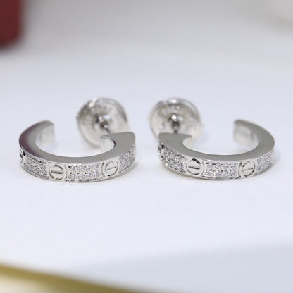 [Angela Jewelry]LOVE 5.5MM DIAMOND PAVED EARRINGS