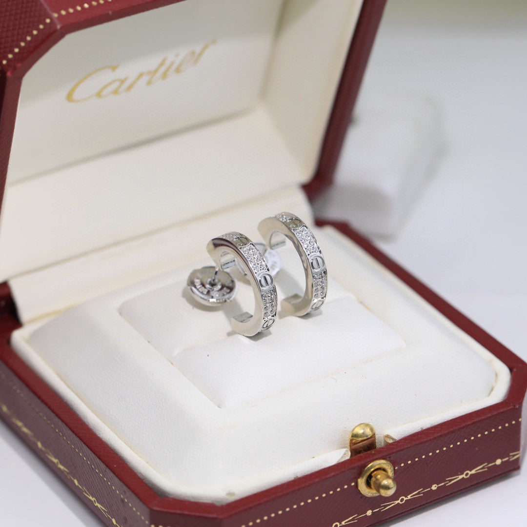 [Angela Jewelry]LOVE 5.5MM DIAMOND PAVED EARRINGS