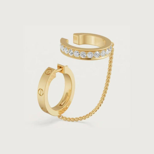 [Angela Jewelry]LOVE 3.0MM HALF DIAMOND EARRINGS