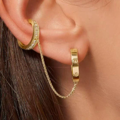 [Angela Jewelry]LOVE 3.0MM HALF DIAMOND EARRINGS
