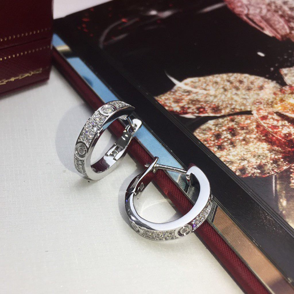 [Angela Jewelry]LOVE 5.5MM DIAMOND PAVED EARRINGS