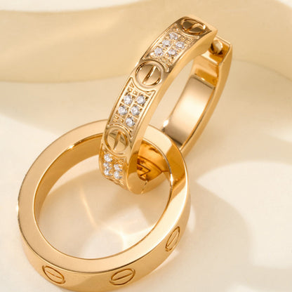 [Angela Jewelry]LOVE 3.3MM DANGLE HALF DIAMOND EARRINGS