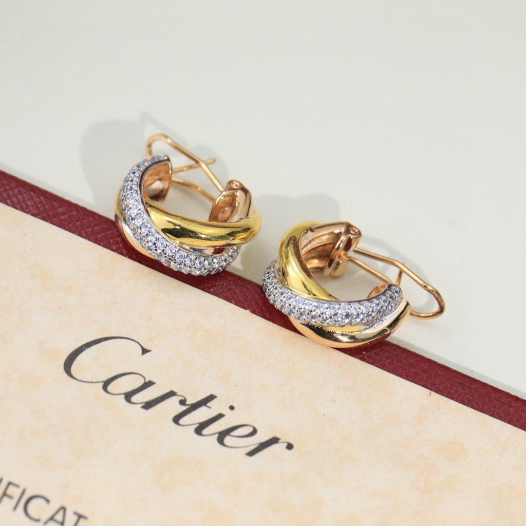 [Angela Jewelry]TRINITY HALF DIAMOND  CLASSIC EARRINGS