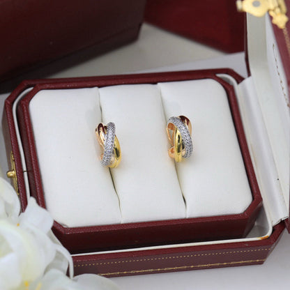 [Angela Jewelry]TRINITY HALF DIAMOND  CLASSIC EARRINGS