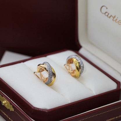 [Angela Jewelry]TRINITY HALF DIAMOND  CLASSIC EARRINGS