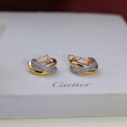 [Angela Jewelry]TRINITY HALF DIAMOND  CLASSIC EARRINGS