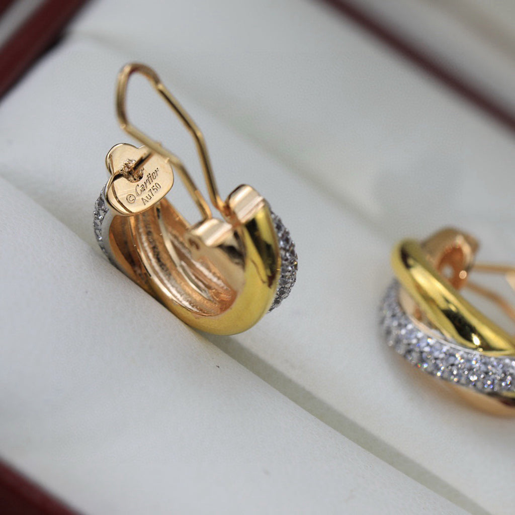 [Angela Jewelry]TRINITY HALF DIAMOND  CLASSIC EARRINGS