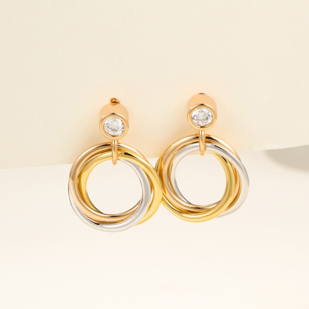 [Angela Jewelry]TRINITY ON DIAMOND  EARRINGS