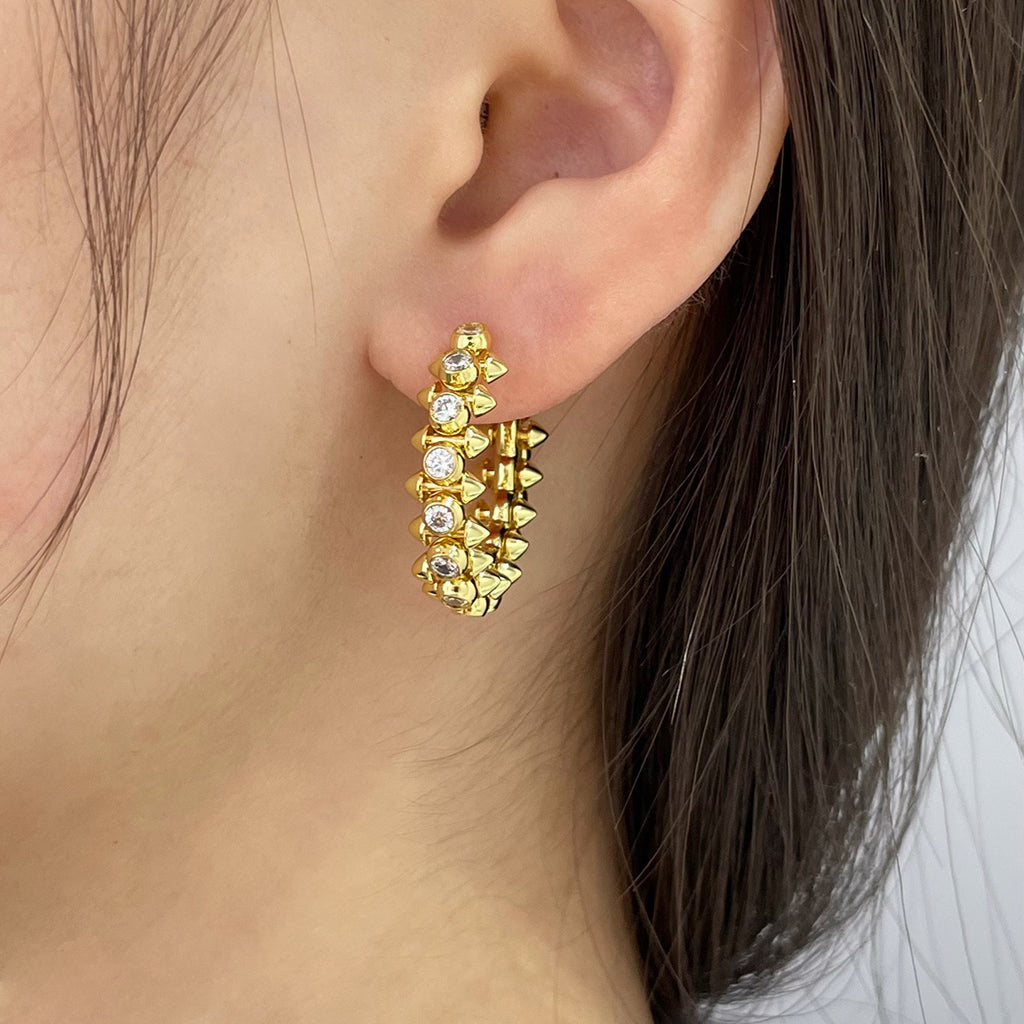 [Angela Jewelry]CLASH FULL DIAMOND MEDIUM EARRINGS