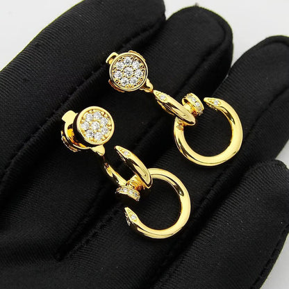 [Angela Jewelry]JUSTE HALF DIAMOND DOUBLE EARRINGS