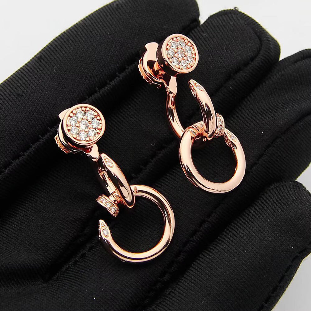 [Angela Jewelry]JUSTE HALF DIAMOND DOUBLE EARRINGS