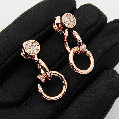 [Angela Jewelry]JUSTE HALF DIAMOND DOUBLE EARRINGS