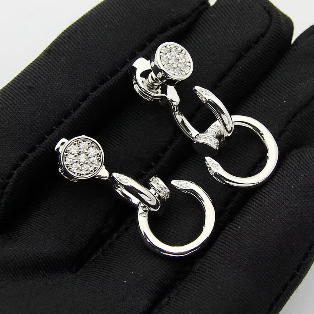 [Angela Jewelry]JUSTE HALF DIAMOND DOUBLE EARRINGS