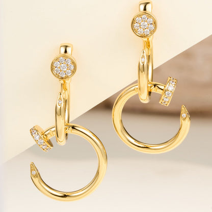 [Angela Jewelry]JUSTE HALF DIAMOND DOUBLE EARRINGS