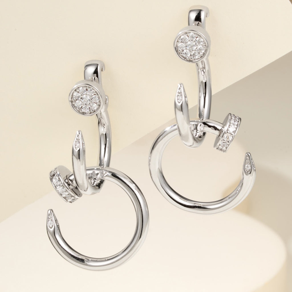 [Angela Jewelry]JUSTE HALF DIAMOND DOUBLE EARRINGS