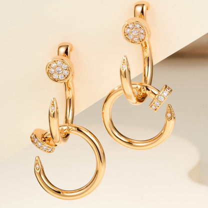 [Angela Jewelry]JUSTE HALF DIAMOND DOUBLE EARRINGS
