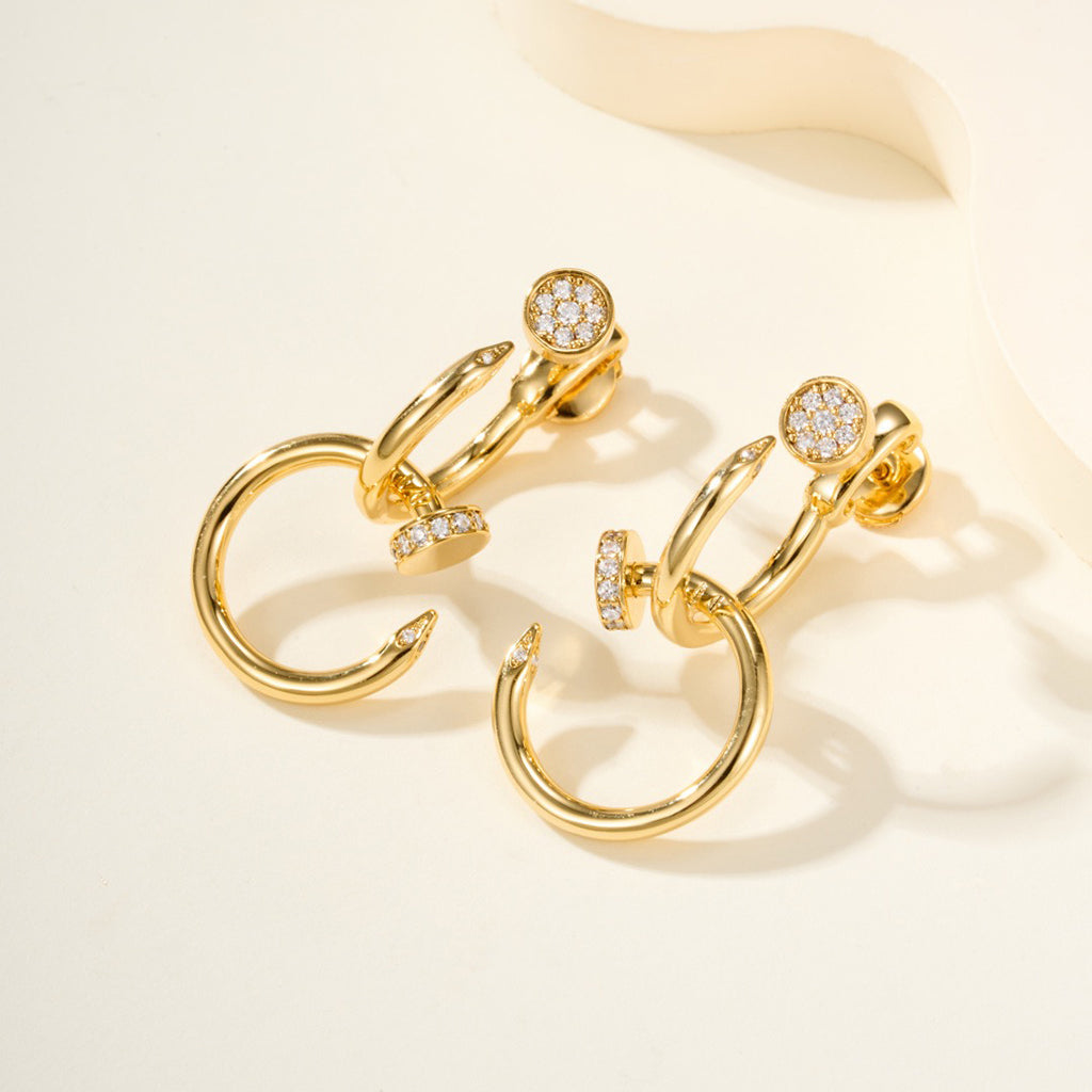 [Angela Jewelry]JUSTE HALF DIAMOND DOUBLE EARRINGS