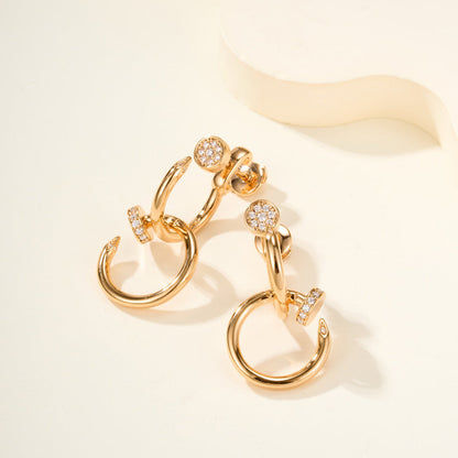 [Angela Jewelry]JUSTE HALF DIAMOND DOUBLE EARRINGS