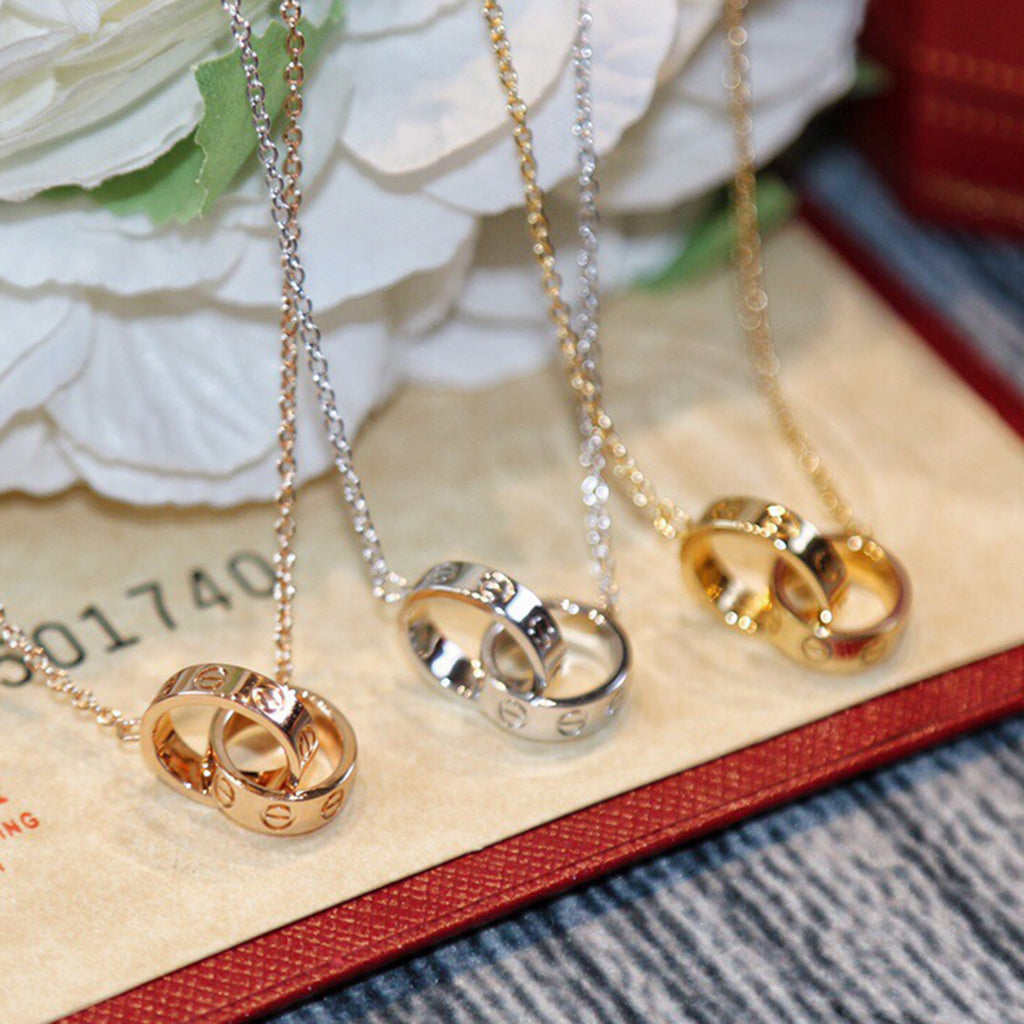 [Angela Jewelry]LOVE DOUBLE RING NECKLACE