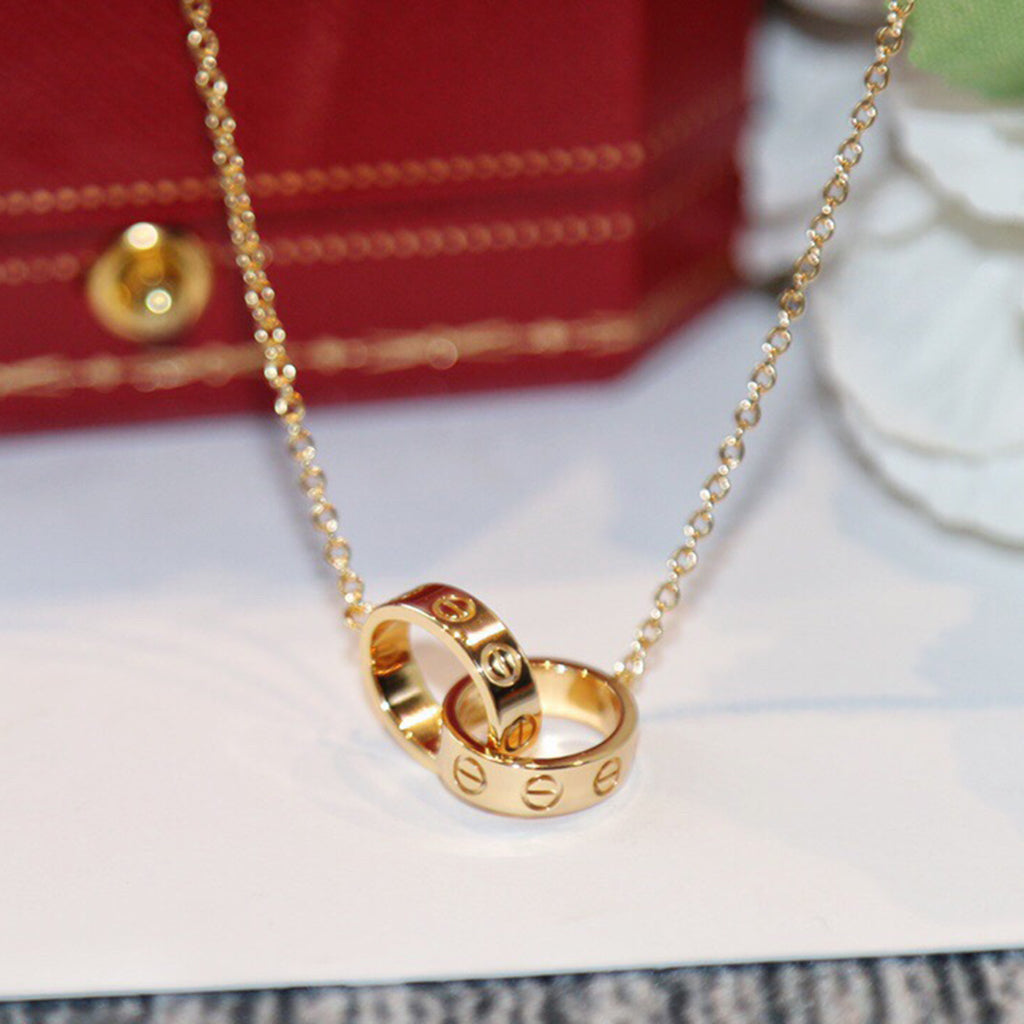 [Angela Jewelry]LOVE DOUBLE RING NECKLACE