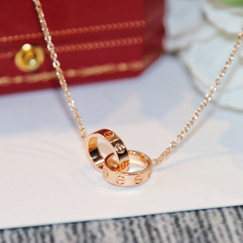 [Angela Jewelry]LOVE DOUBLE RING NECKLACE