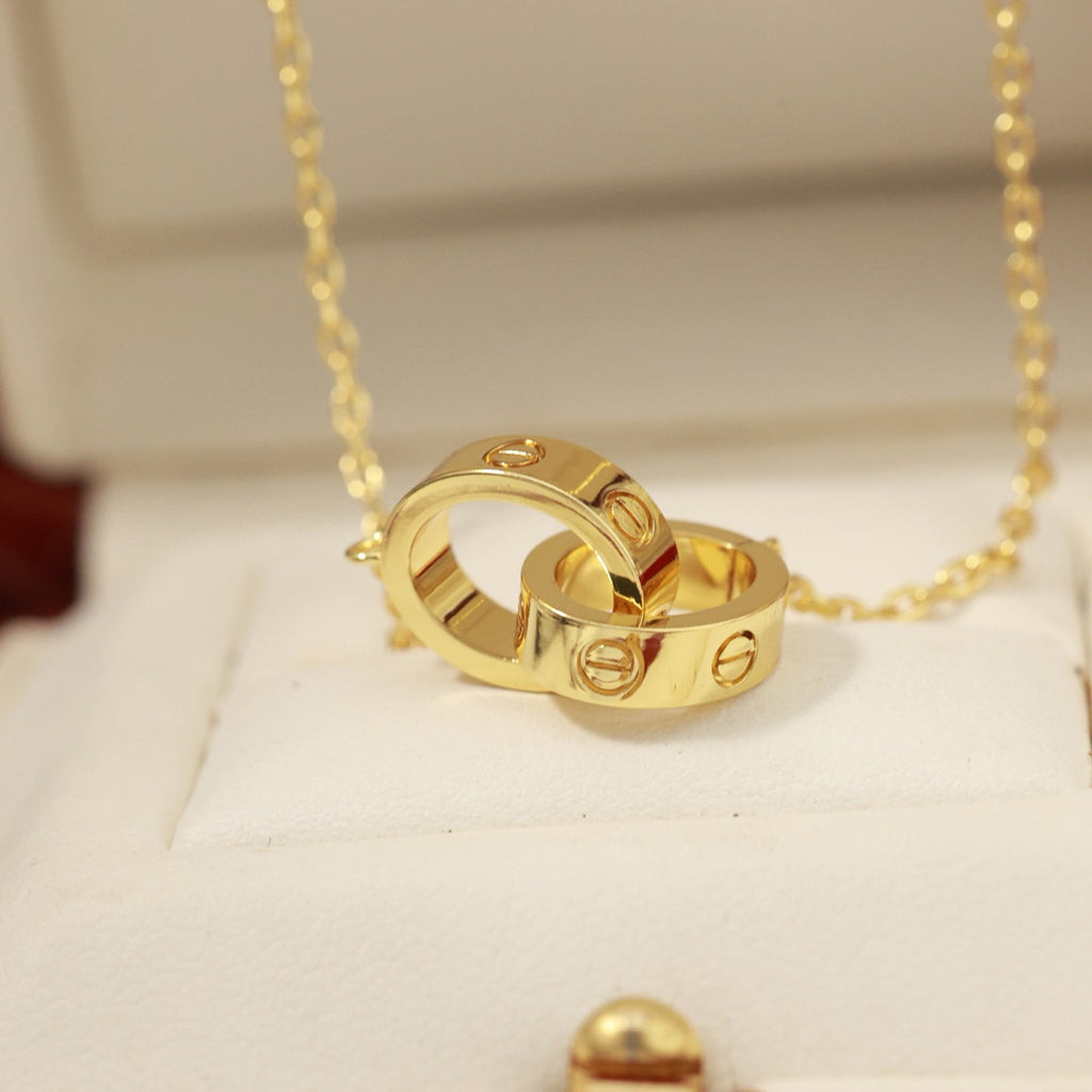 [Angela Jewelry]LOVE DOUBLE RING NECKLACE