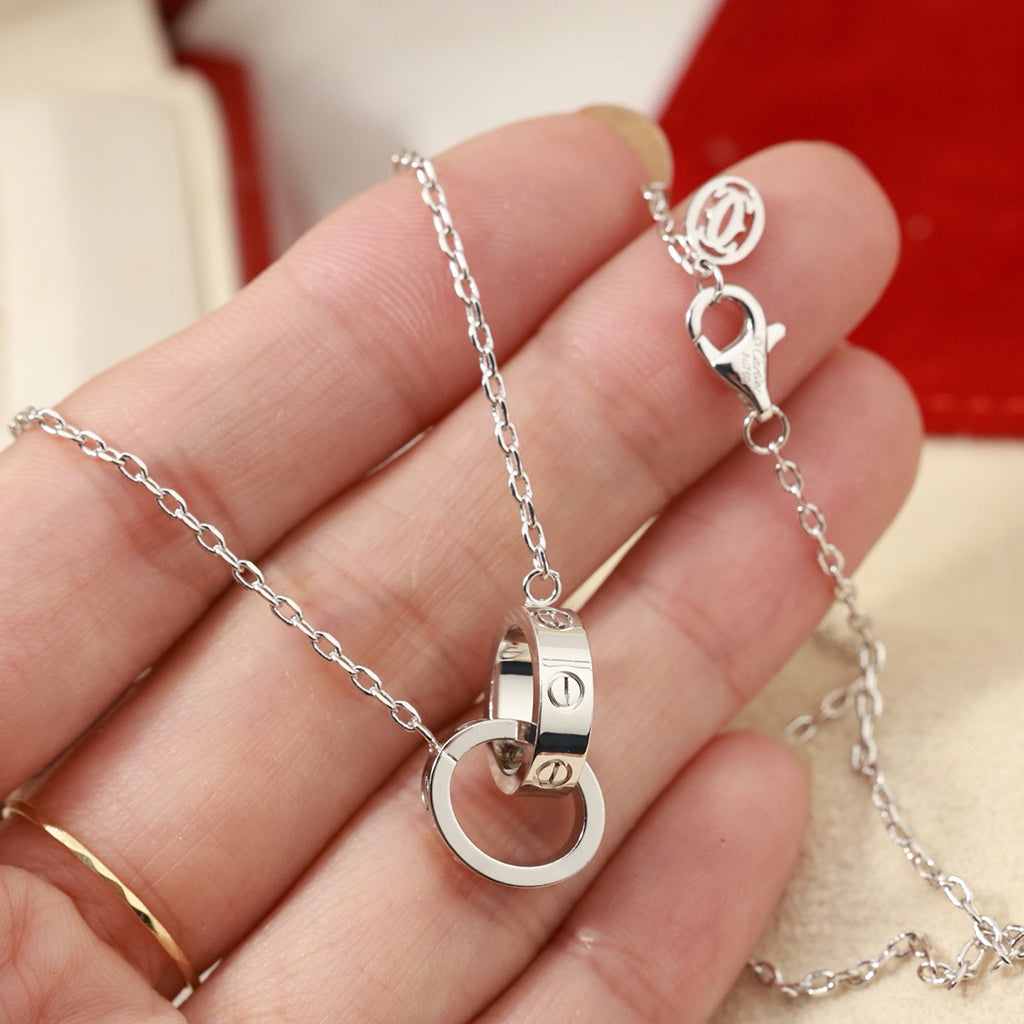 [Angela Jewelry]LOVE DOUBLE RING NECKLACE