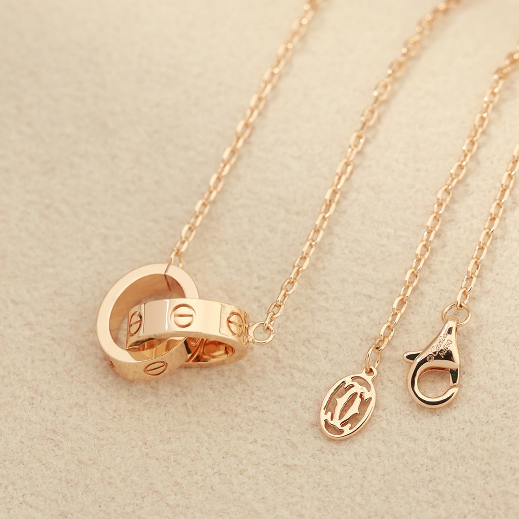 [Angela Jewelry]LOVE DOUBLE RING NECKLACE