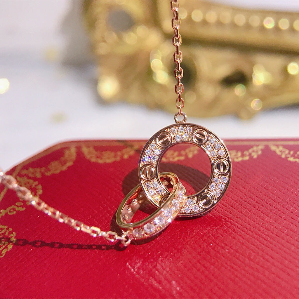 [Angela Jewelry]LOVE  FULL DIAMOND PENDANT NECKLACE