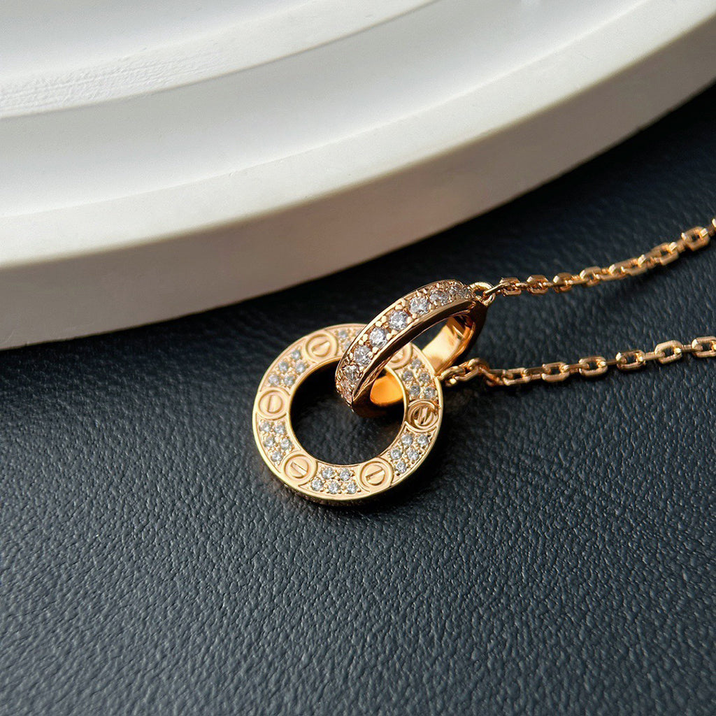 [Angela Jewelry]LOVE  FULL DIAMOND PENDANT NECKLACE