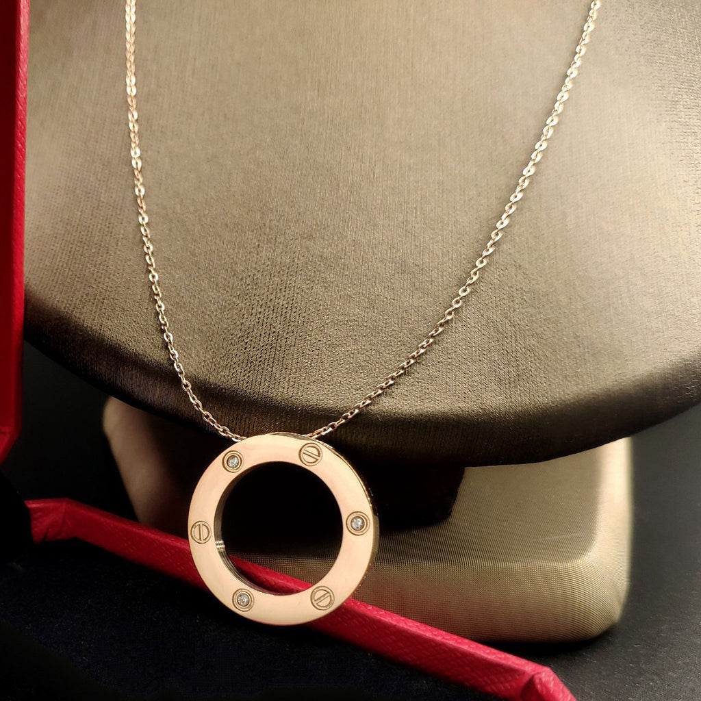 [Angela Jewelry]LOVE NECKLACE 16MM 3 DIAMONDS