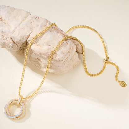 [Angela Jewelry]TRINITY LARGE FULL DIAMOND  NECKLACE