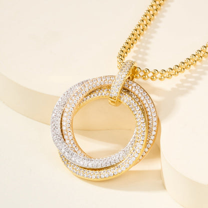 [Angela Jewelry]TRINITY LARGE FULL DIAMOND  NECKLACE