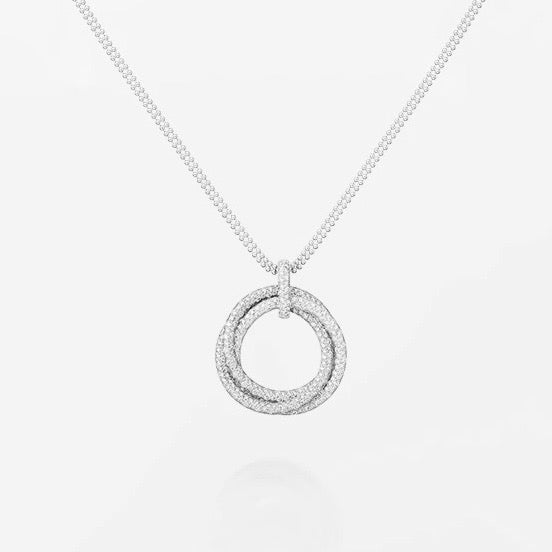 [Angela Jewelry]TRINITY LARGE FULL DIAMOND  NECKLACE